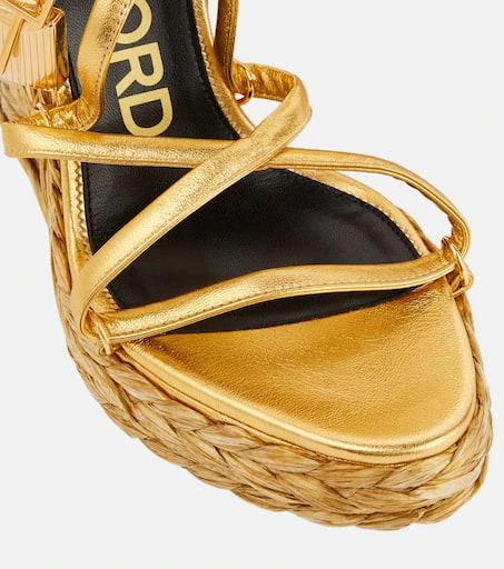 Tom Ford Padlock leather wedge sandals 6