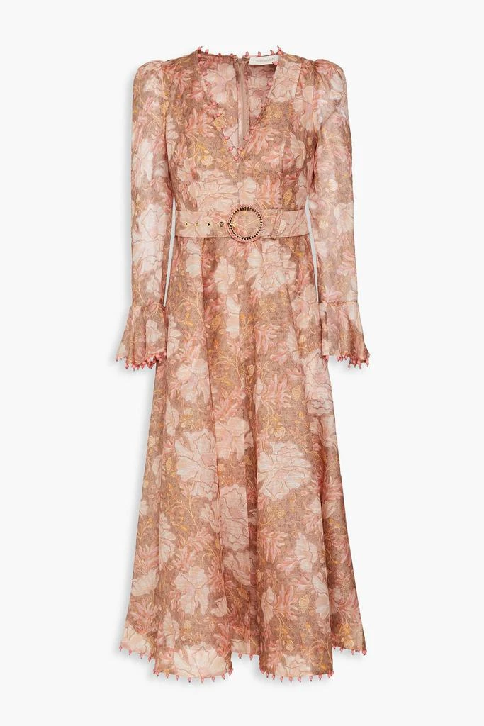 Zimmermann Bead-embellished floral-print linen and silk-blend midi dress 1