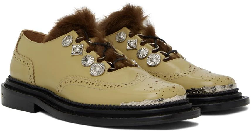 Toga Virilis Khaki Leather Oxfords 4