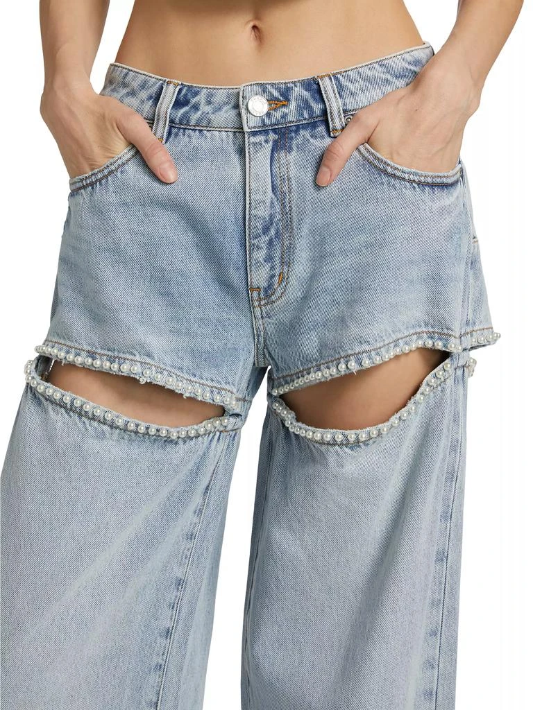 Purple Brand Baggy Pearl-Embellished Cut-Out Jeans 6