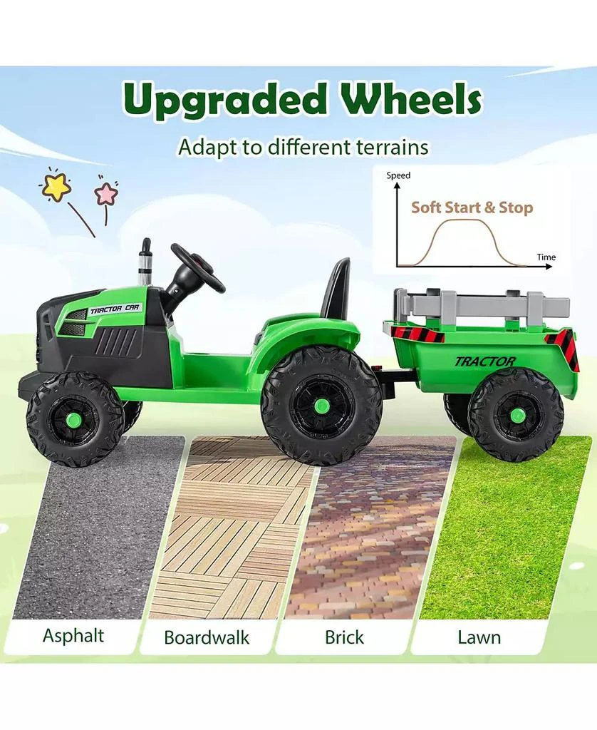 Mecale 24V Ride-On Tractor for Kids with Detachable Trailer 
Remote Control 9