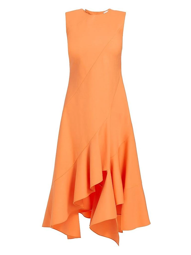 red tea dress midi Scalloped Collar Tea Dress-Poppy Red