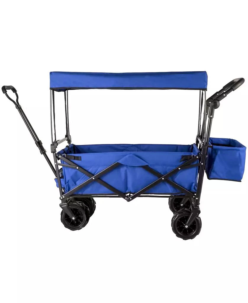 Mecale Extra Large Folding Wagon with Removable Canopy 
Rear Storage, All-Terrain Utility Cart, Blue