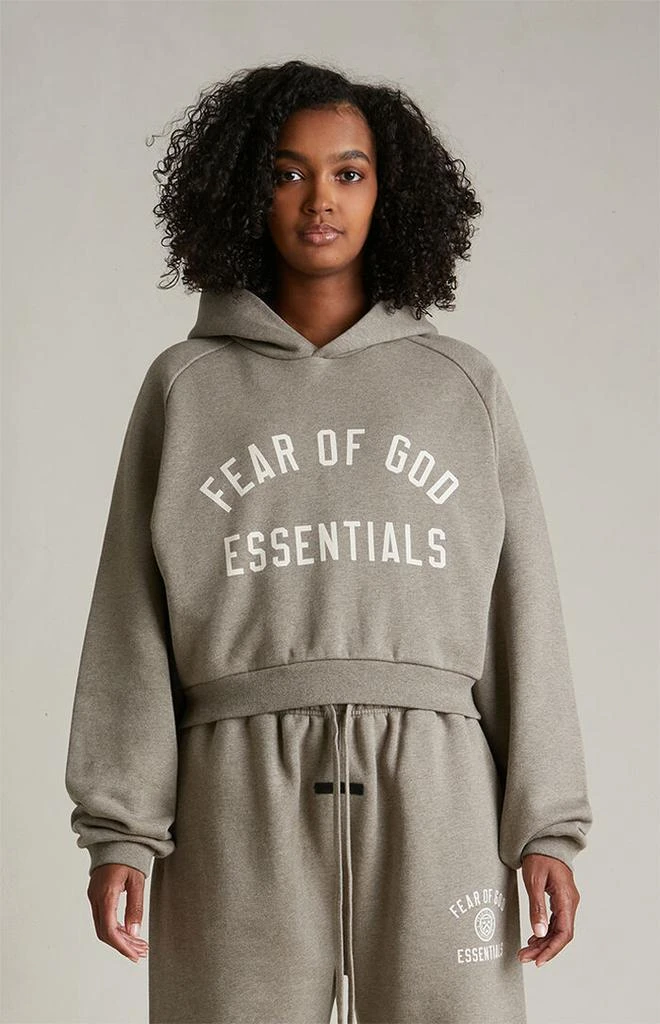 Essentials Women's Heather Grey Cropped Hoodie 2