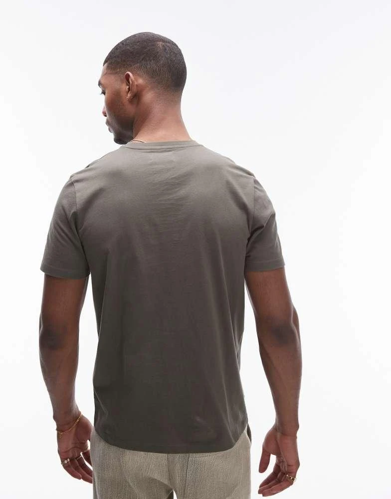 Topman Topman regular fit t-shirt in khaki 4