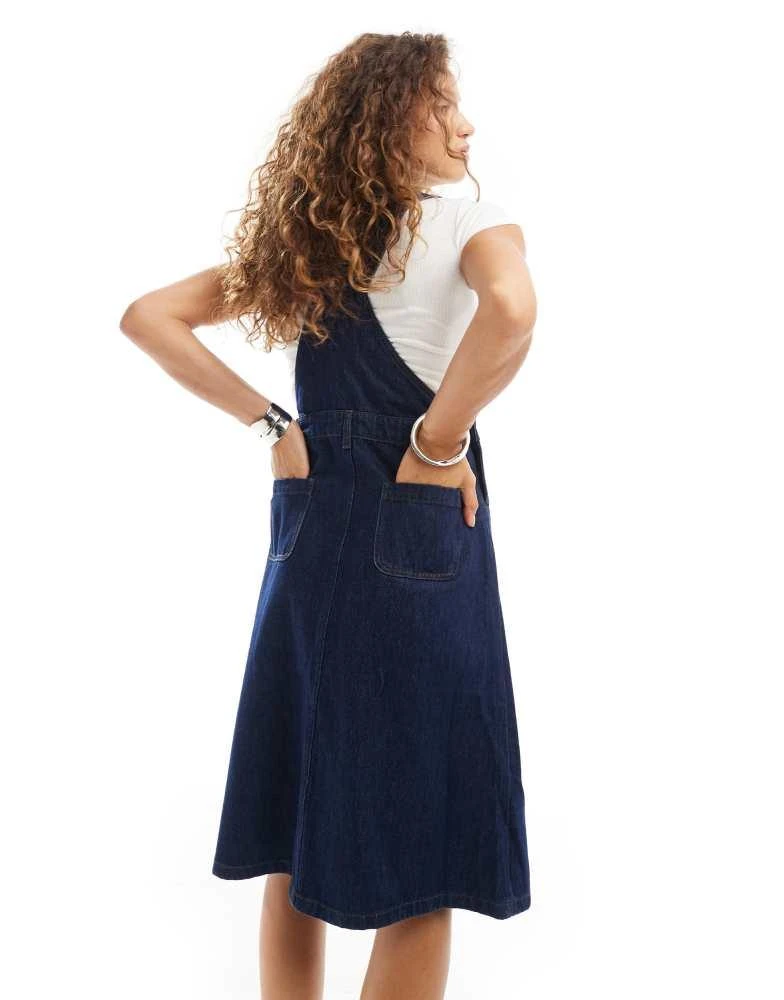 Urban Revivo Urban Revivo denim pinafore dress in indigo blue 2