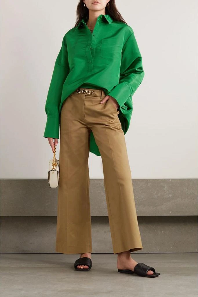 Valentino Embellished cotton-blend gabardine wide-leg pants 2