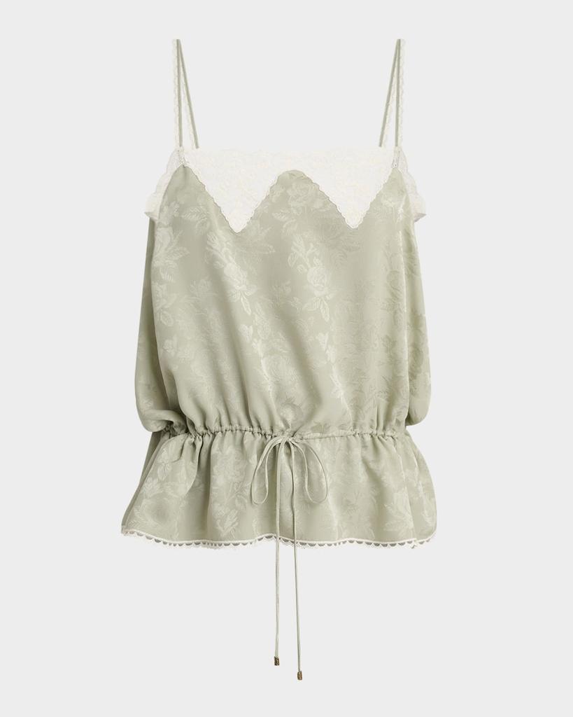 Chloé Lace-Trim Floral Silk Jacquard Camisole Top