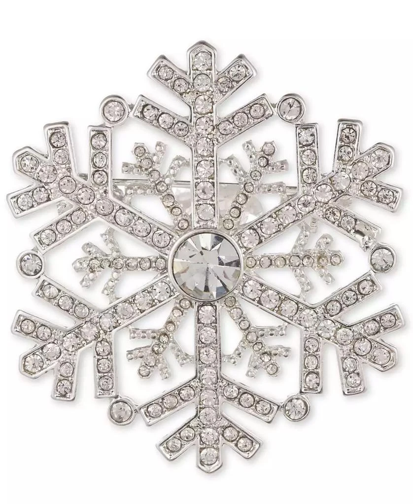 Anne Klein Crystal Silver-Tone Snowflake Pin