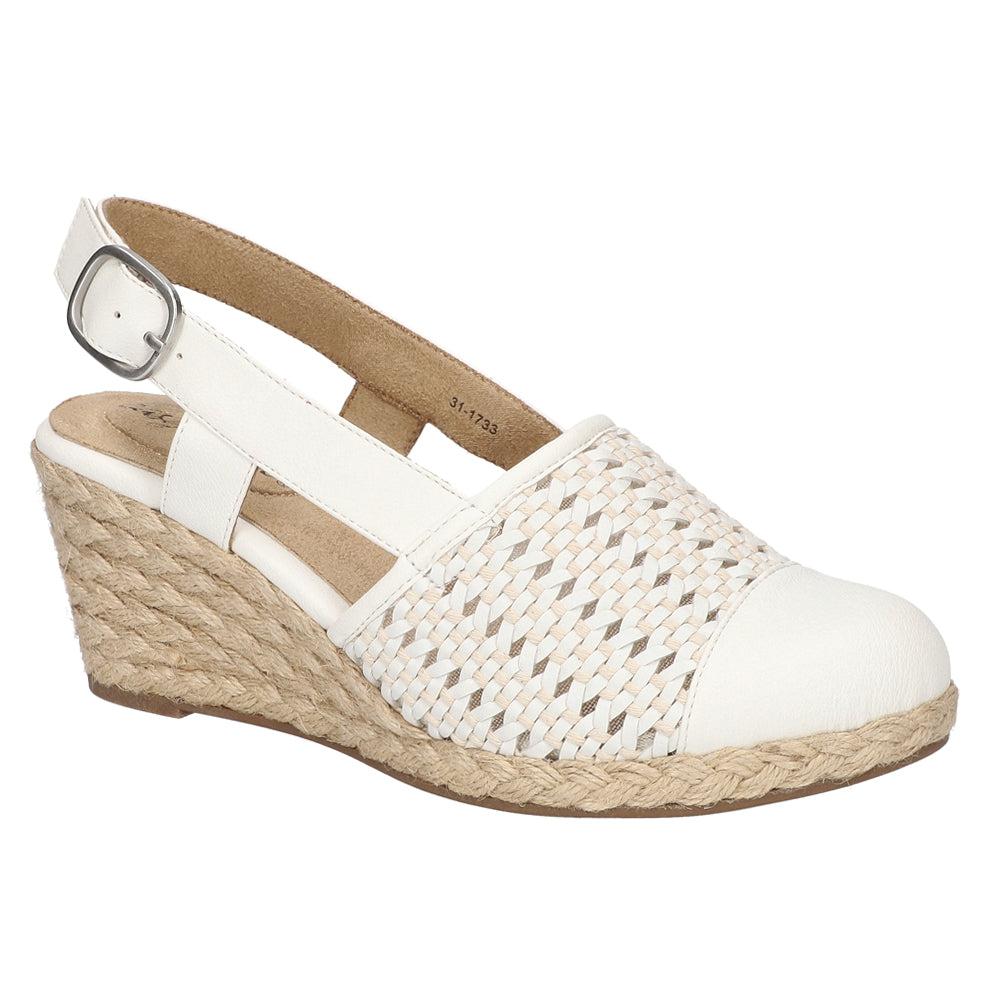 Easy Street Taffy Perforated Espadrille slingback Wedge Sandals