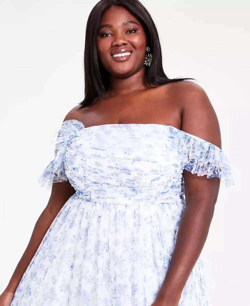 City Studios Trendy Plus Size Off-The-Shoulder Ball Gown, Created for Macy's 4