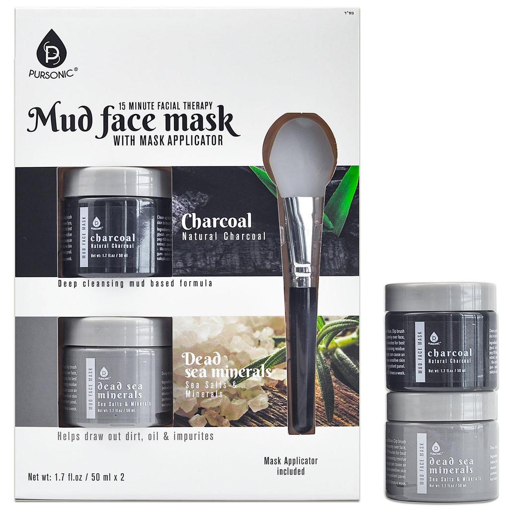 PURSONIC Pursonic 2 Pack Facial Therapy Mud Face Mask with Mask Applicator