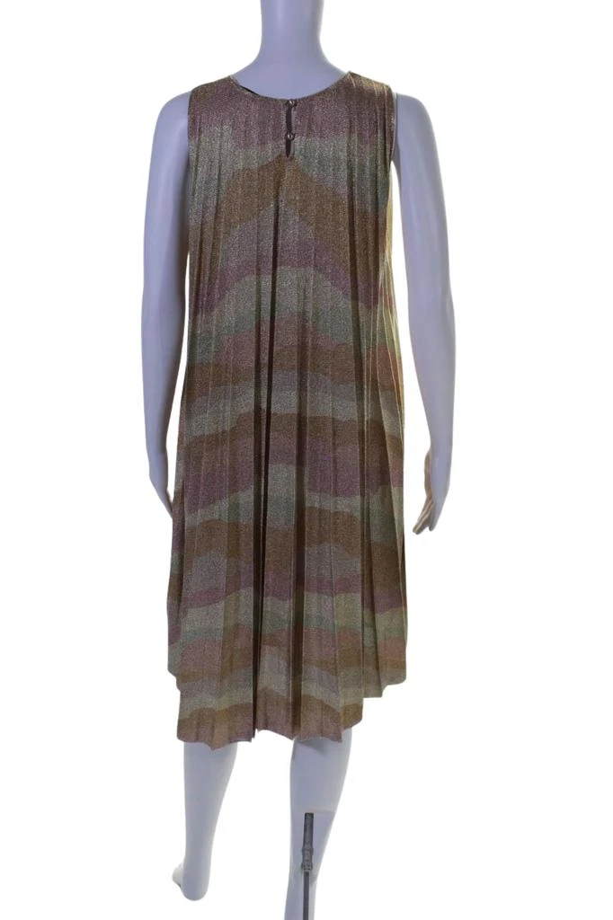 Dior Womens Striped Accordion Pleat Dress Multi Colored 3