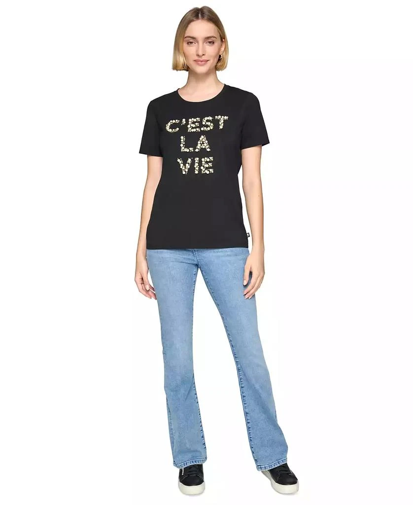 Karl Lagerfeld Paris Women's Embellished C'est La Vie T-Shirt 4