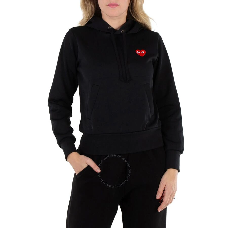 Comme des Garcons Ladies Long-sleeve Embroidered Heart Logo Hoodie In Black 2