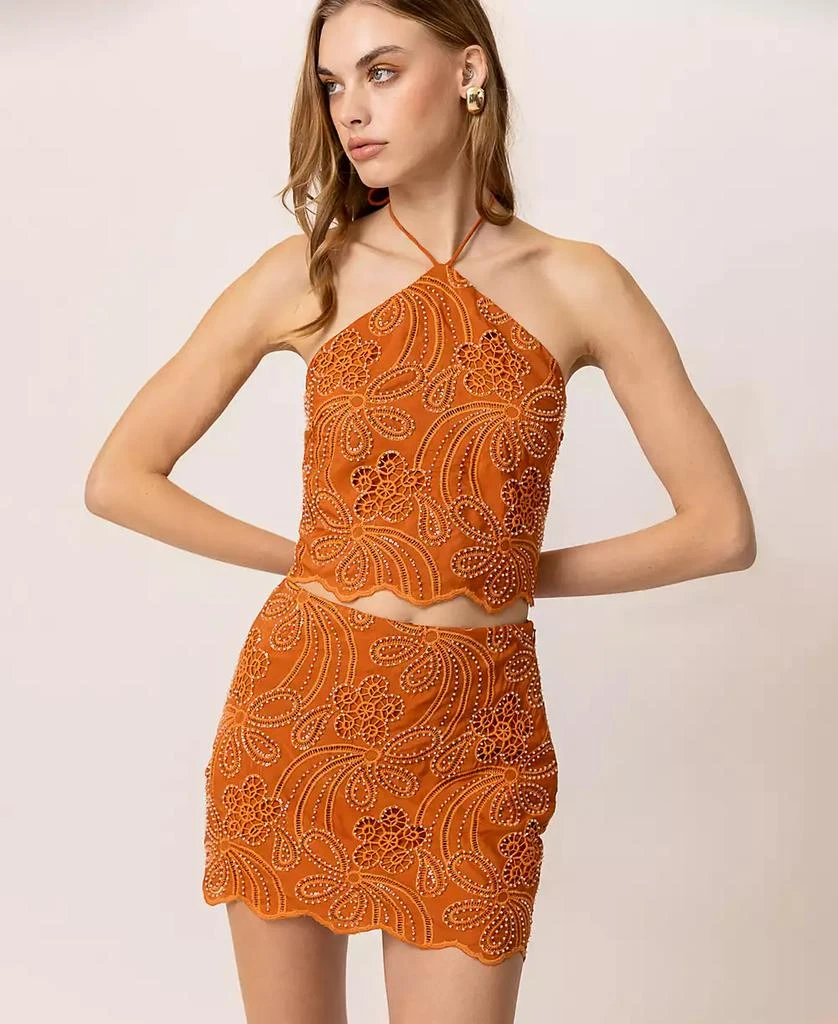 Line & Dot Women's Isabella Embroidered Beaded Mini Skirt 4