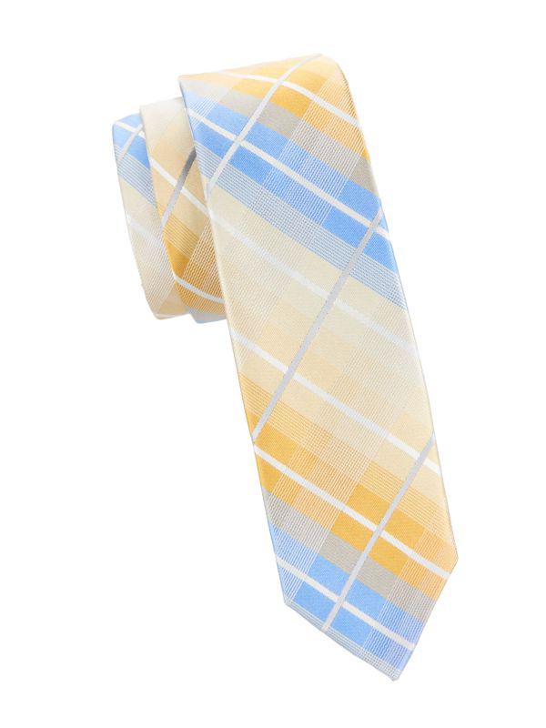 Andrew Marc Kid's Plaid Pattern Silk Blend Tie