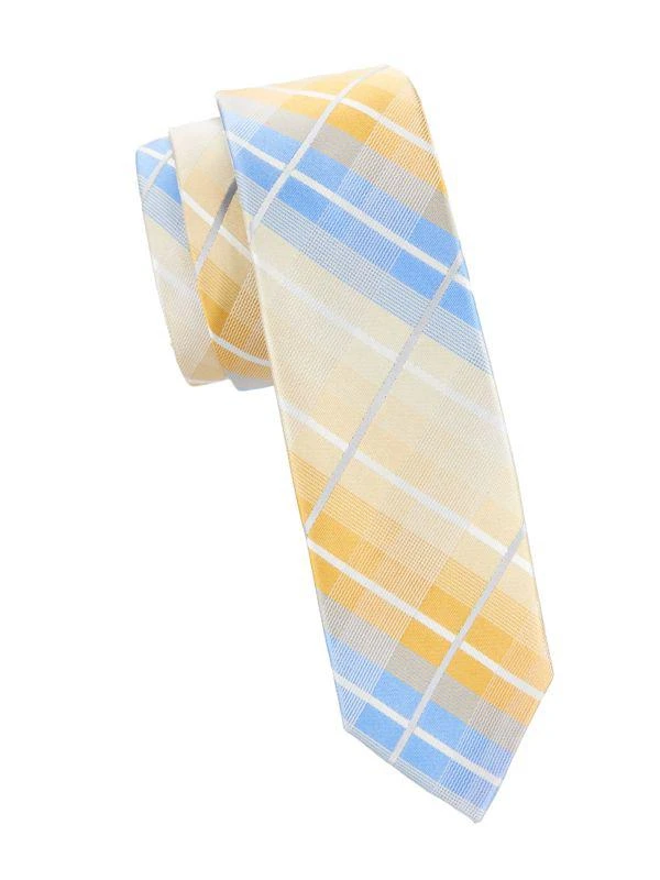 Andrew Marc Kid's Plaid Pattern Silk Blend Tie 1