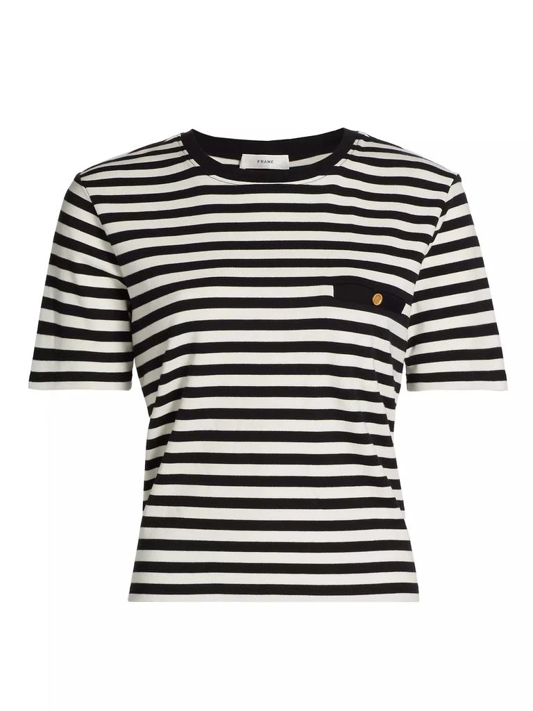 FRAME Striped Cotton Pocket T-Shirt 1
