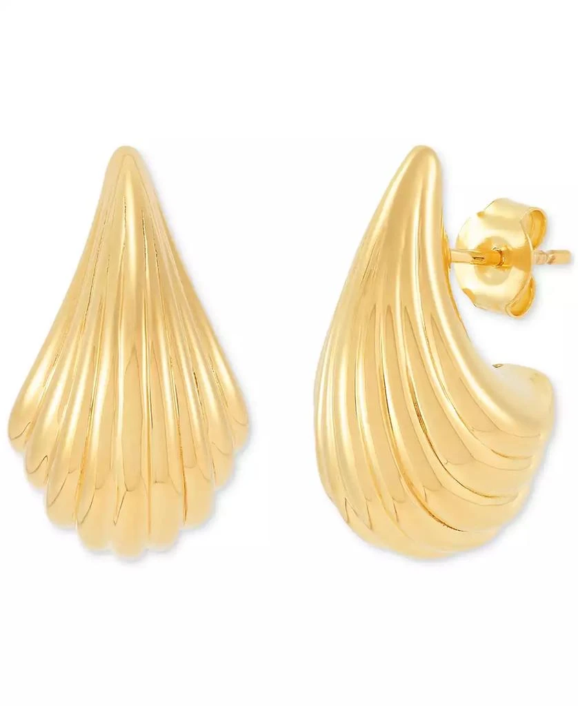 Macy's Polished Graduated Shrimp Design Grooved Stud Earrings in 14k Gold 1