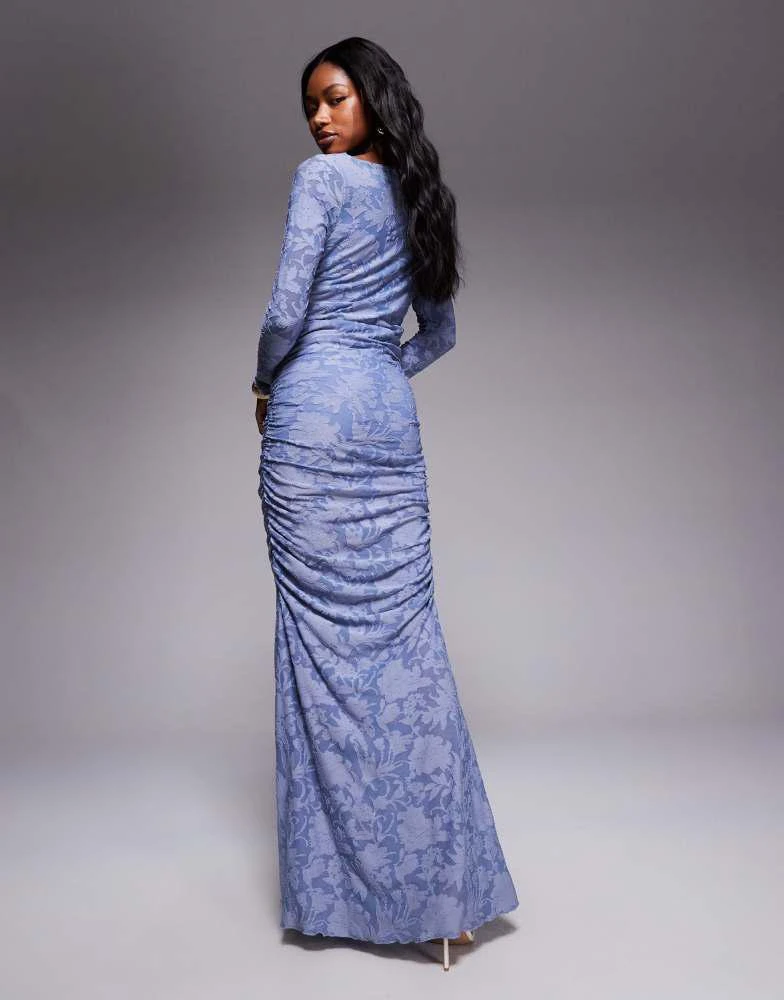 asos blue formal dress ASOS DESIGN Bridesmaid satin cami maxi dress with drape detail in dusk –  ASOS Sample Sale main image 0
