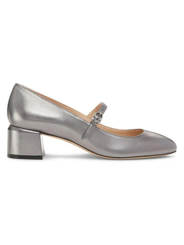 Stuart Weitzman 45MM Gabby Block Heel Leather Mary Jane Pumps 1
