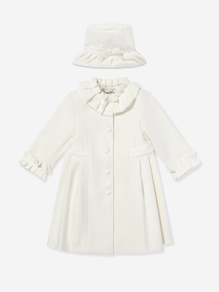 Sarah Louise Girls Coat and Hat Set in Ivory