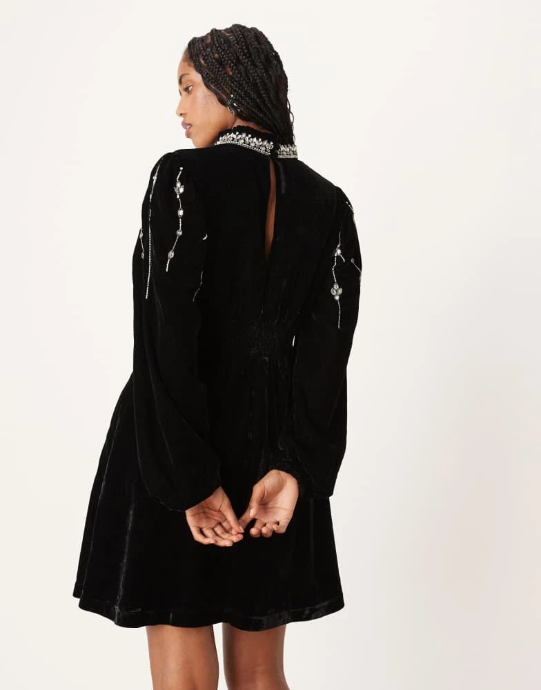 Hope 
Ivy Hope 
Ivy embellished high neck velvet mini dress in black 4
