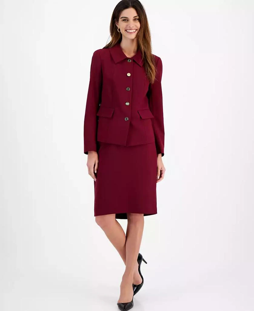 Le Suit Women's Five-Button Skirt Suit, Regular & Petite 1
