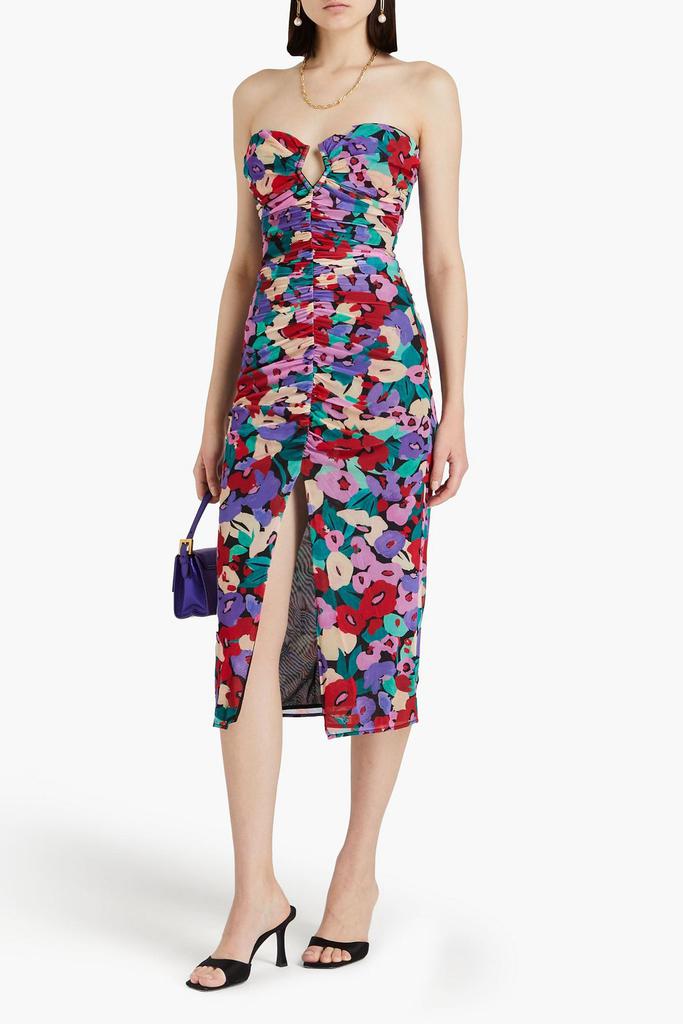 NICHOLAS Sorin strapless floral-print stretch-mesh midi dress