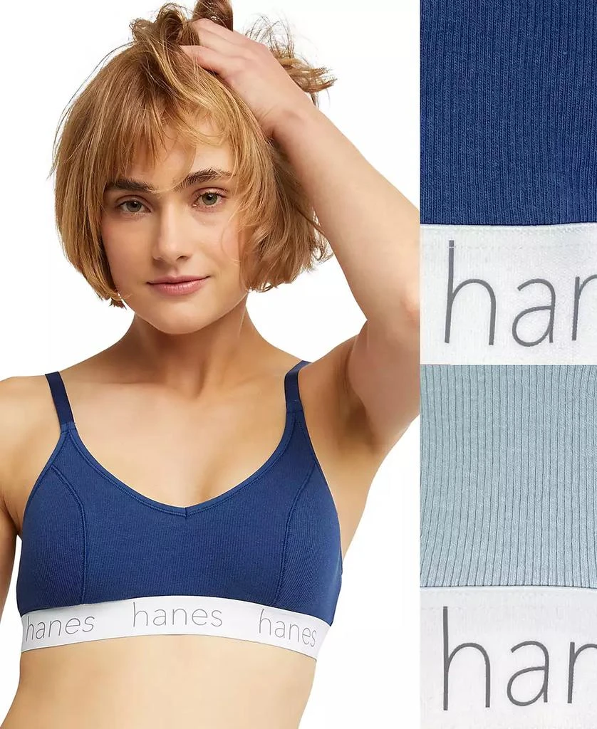 Hanes Women's 2-Pk. Originals Ultimate Stretch Cotton Triangle Bralette DHO101 1