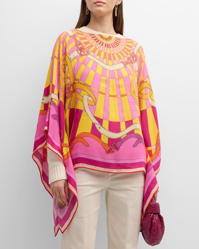 Rani Arabella Firenze Print Cashmere & Silk Poncho