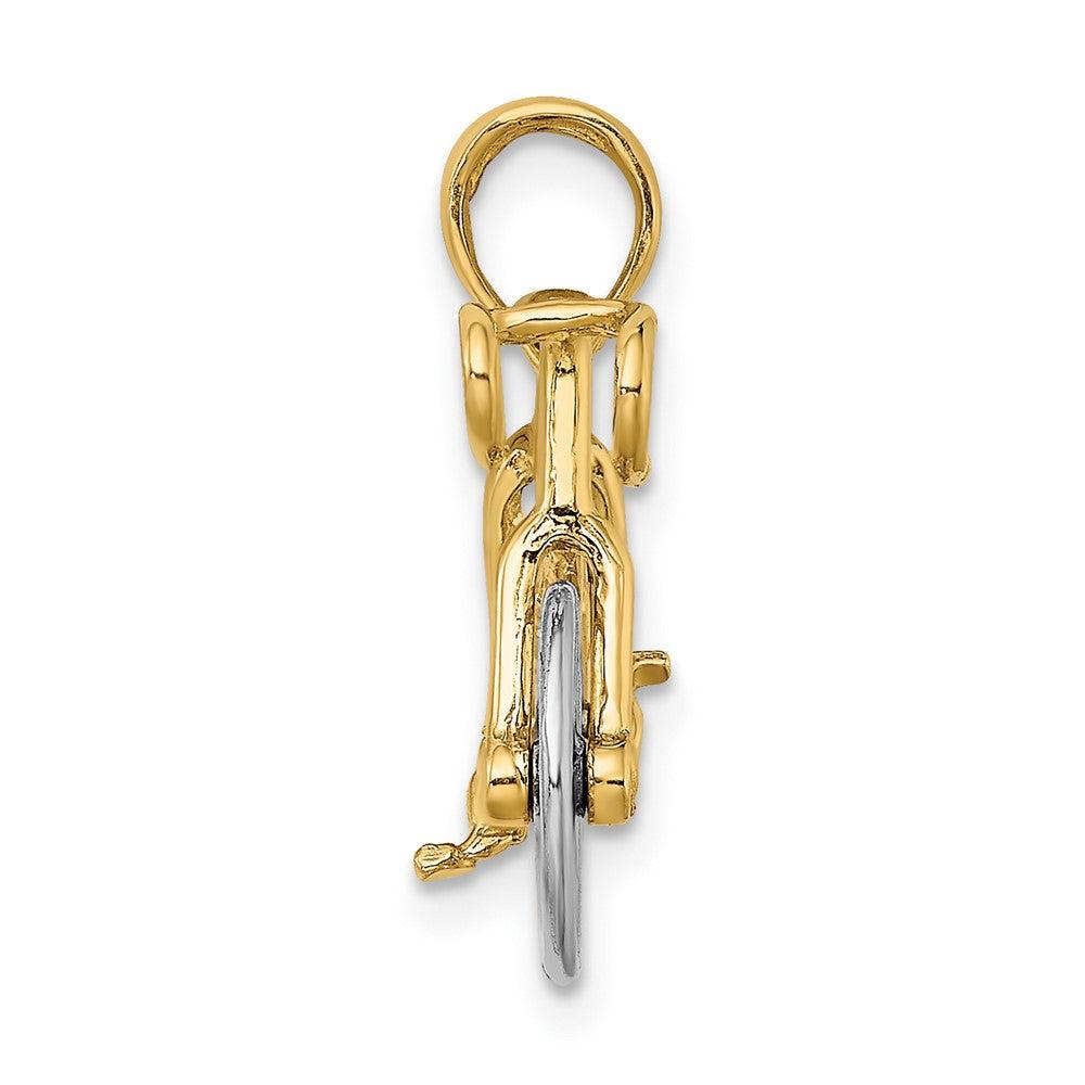 Diamond2Deal 10k Yellow Gold Rhodium 3-D Ten Speed Bicycle Charm Pendant