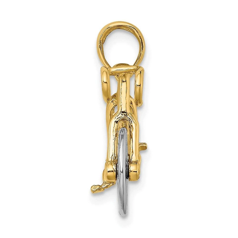 Diamond2Deal 10k Yellow Gold Rhodium 3-D Ten Speed Bicycle Charm Pendant 2