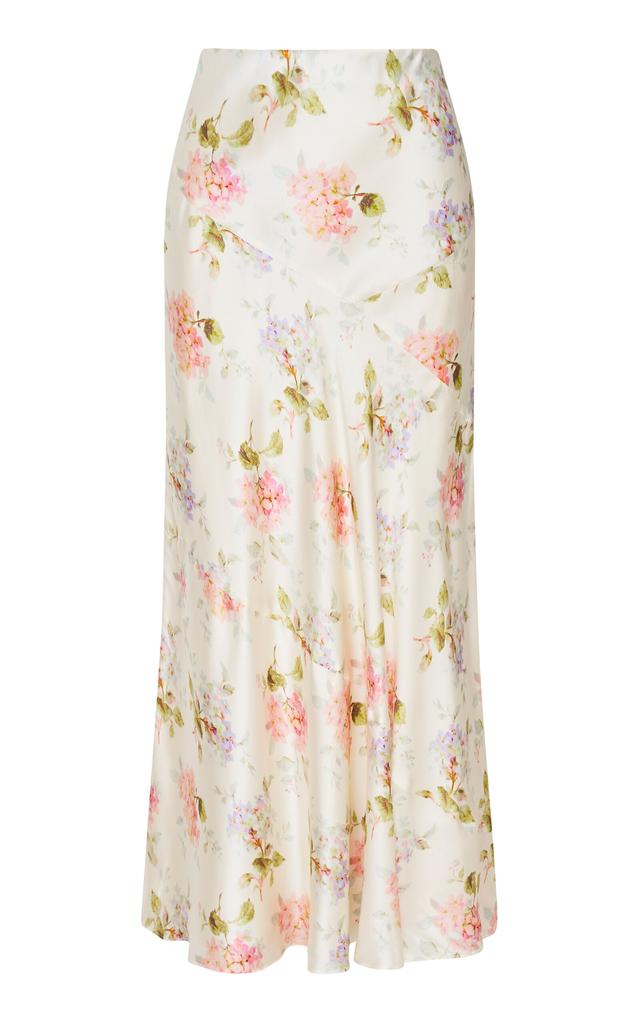 LoveShackFancy LoveShackFancy - Booker Floral Silk Midi Skirt - Pink - L - Moda Operandi