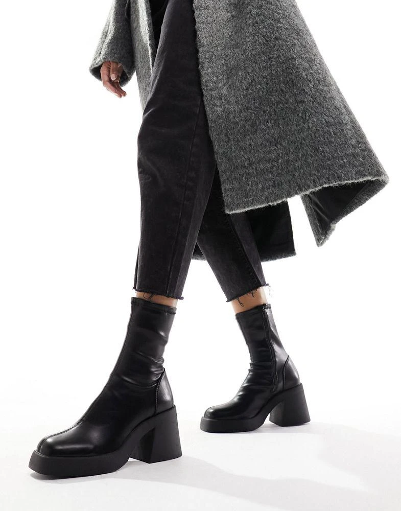ASOS ASOS DESIGN Wide Fit Radiate mid-heel boots in black 4