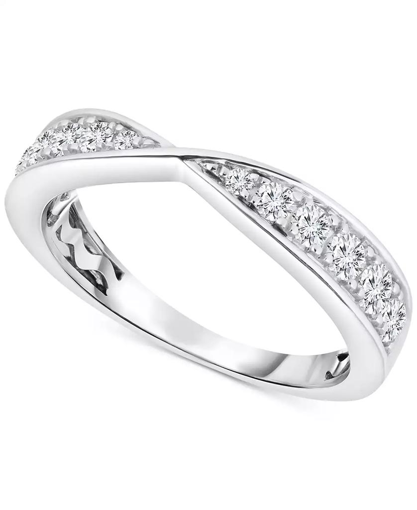 TruMiracle Diamond High-Polished Bowtie Contour Band (1/4 ct. t.w.) in 14K White Gold