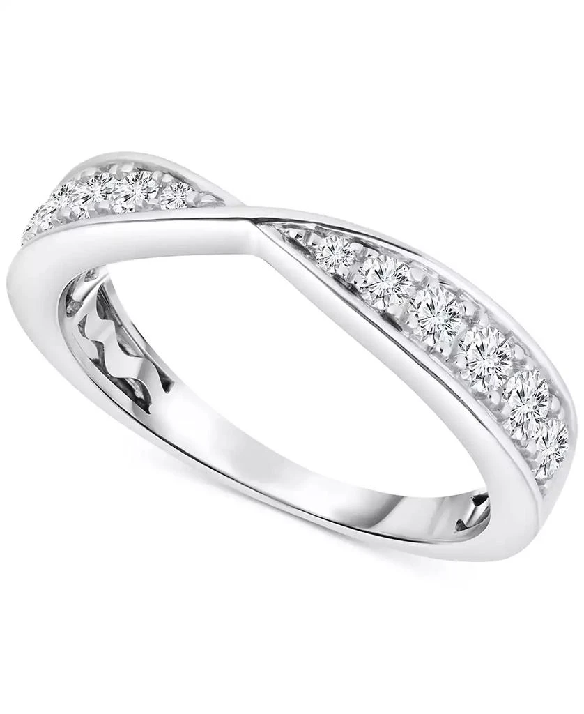 TruMiracle Diamond High-Polished Bowtie Contour Band (1/4 ct. t.w.) in 14K White Gold 1