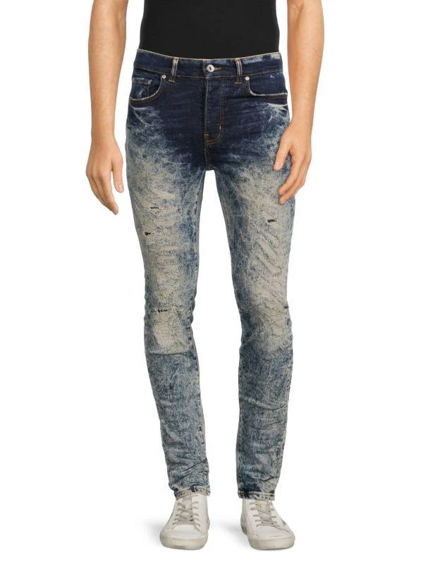 Purple Brand High Rise Bleached & Distressed Jeans 1