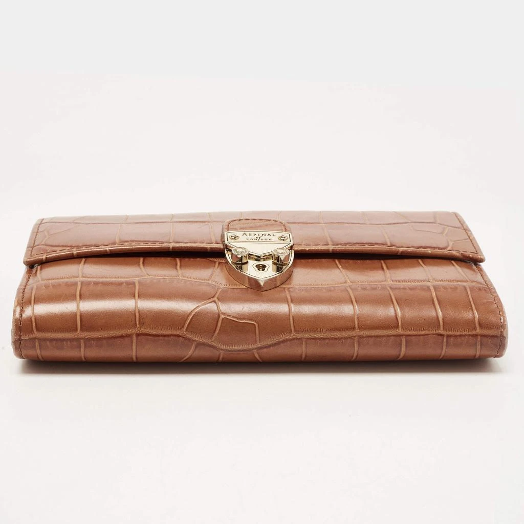 Aspinal of London Aspinal Of London Brown Croc Embossed Leather Mayfair Continental Wallet 4