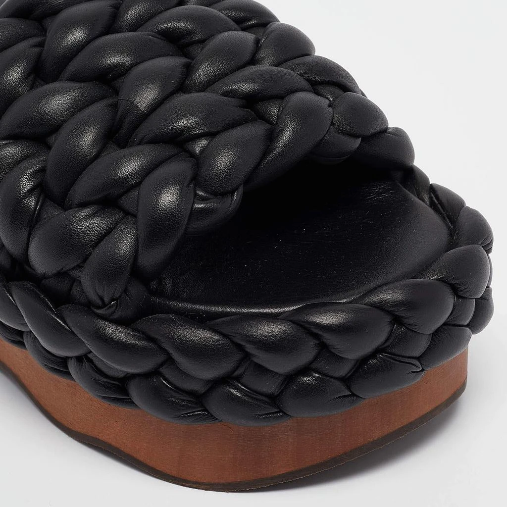 Chloé Chloe Black Leather Wavy Braided Flat Slides Size 38 7