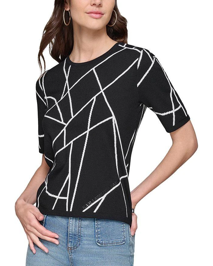 Karl Lagerfeld Paris Printed Short Sleeve Sweater 1