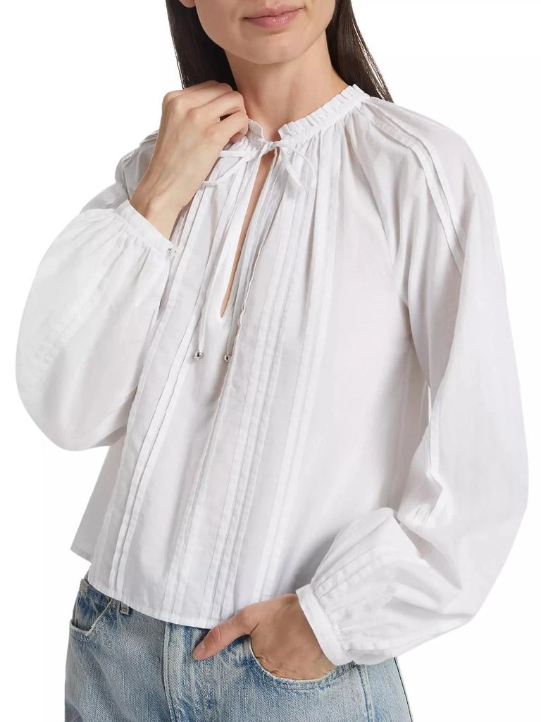 VERONICA BEARD Jaxon Cotton Pintuck Blouse 6