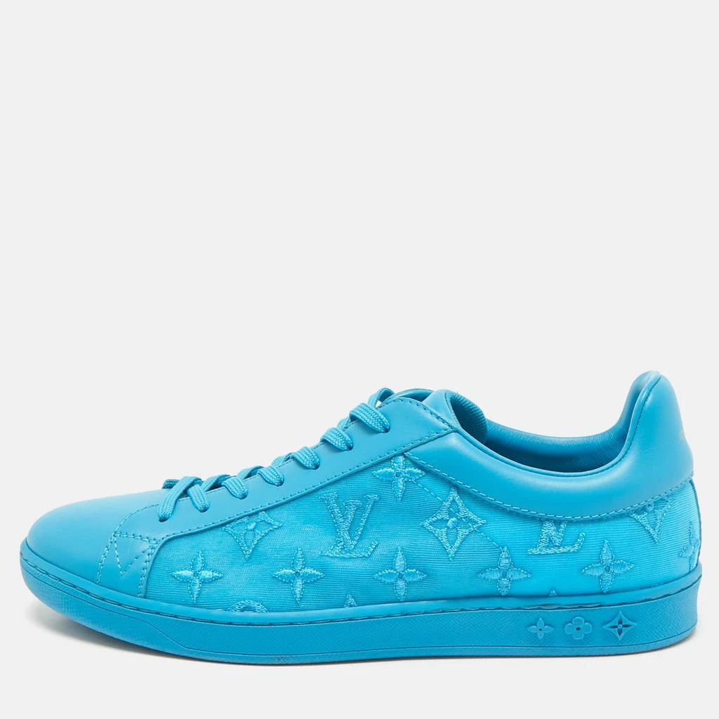Louis Vuitton Louis Vuitton Blue Leather and Monogram Embroidered Mesh Luxembourg Sneakers Size 41 1