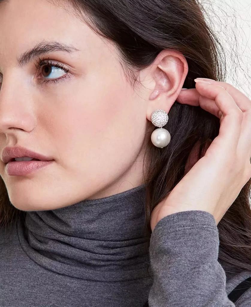 On 34th Pavé Fireball & Imitation Pearl Drop Earrings, Created for Macy's 3