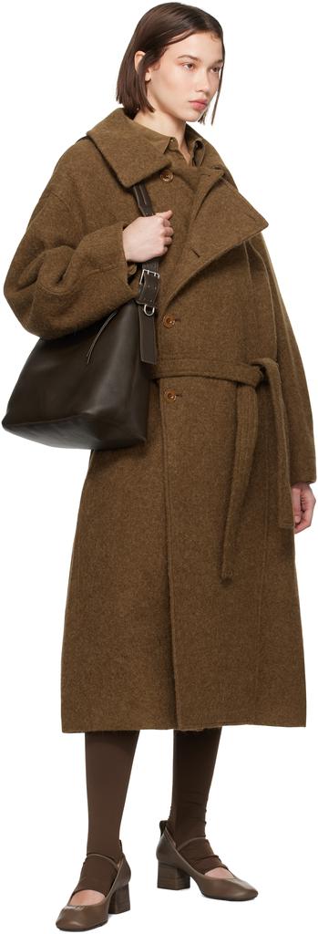 Lemaire Brown Asymmetrical Bathrobe Coat - BeyondStyle