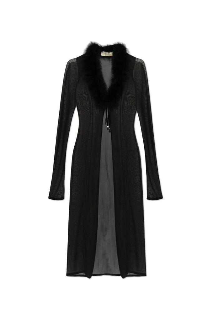 ジャケット BLUMARINE SINGLE-BREASTED SABL JACKET WITH FEATHERS BLUMARINE Blumarine Feather-Trim Sheer Coat - Jackets - Free