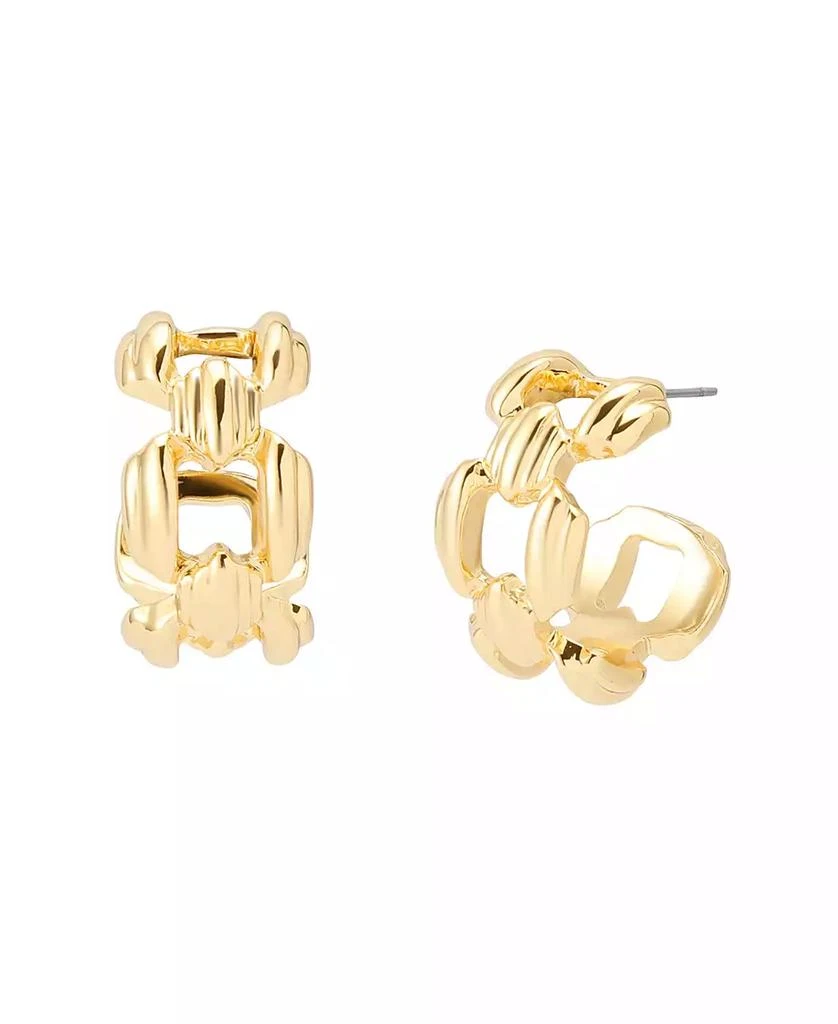 Robert Lee Morris Ribbed Link Hoop Earrings 1