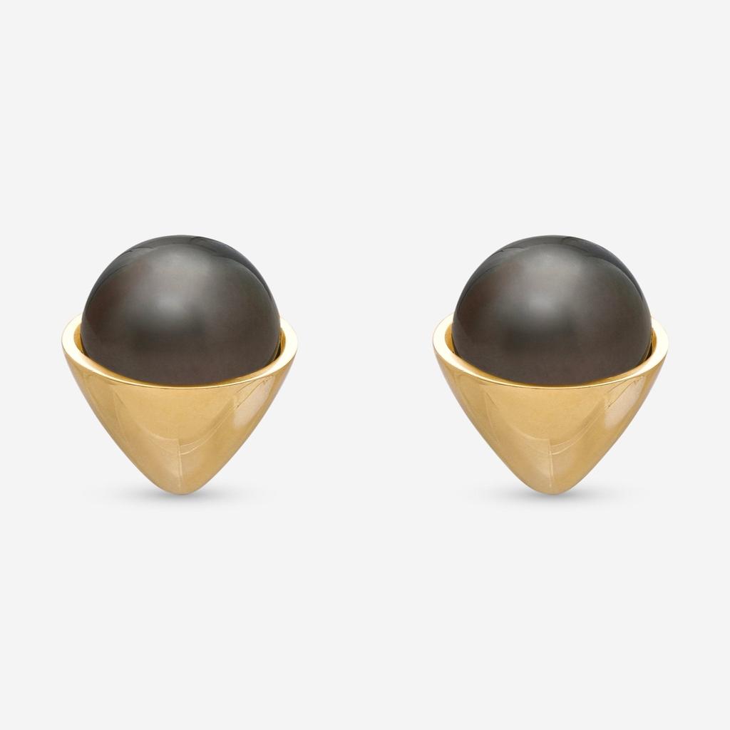 Assael Assael 18K Yellow Gold Tahitian Natural Color Cultured Pearl Stud Earrings EG-OYTH-2