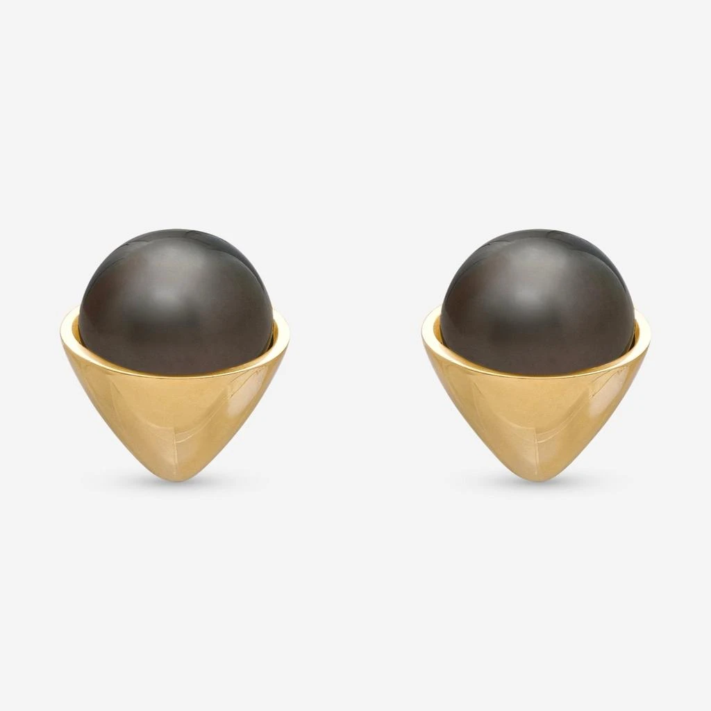 Assael Assael 18K Yellow Gold Tahitian Natural Color Cultured Pearl Stud Earrings EG-OYTH-2 2